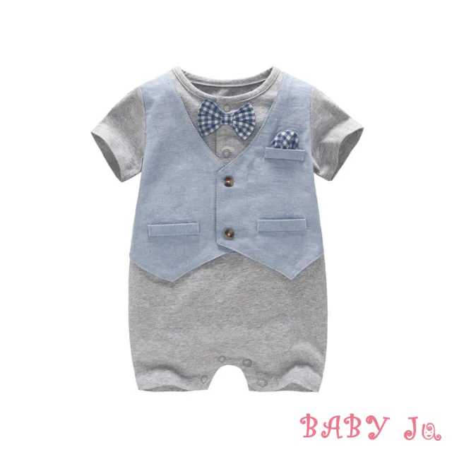 【BABY Ju 寶貝啾】嬰幼兒 小王子套裝(藍+卡其背心 / 灰+藍背心)