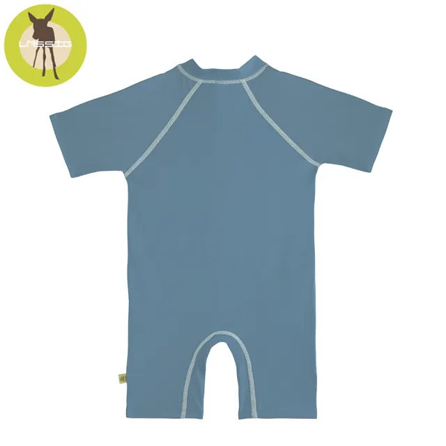【Lassig】嬰幼兒抗UV短袖連身式泳裝-藏青藍企鵝