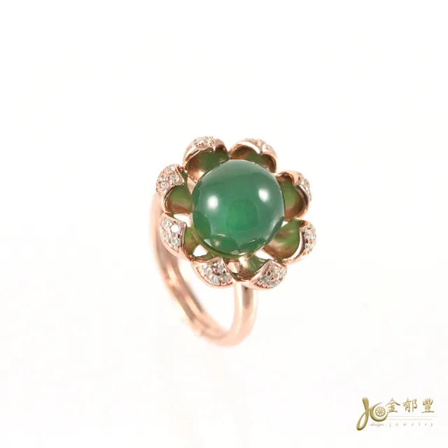 【金郁豐】玫瑰金天然翡翠藍寶戒指(翡翠藍寶)