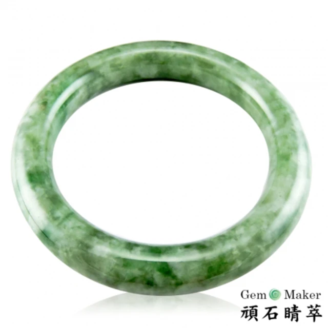 【GemMaker 頑石睛萃】豆種全青天然翡翠手鐲(12 mm)