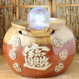 【開運納福】年年發財陶瓷滾球流水組(台灣製)