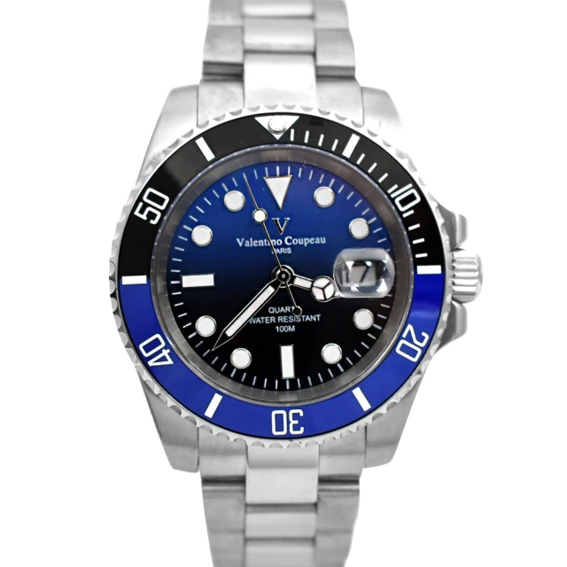 【Valentino Coupeau】黑藍色不鏽鋼錶