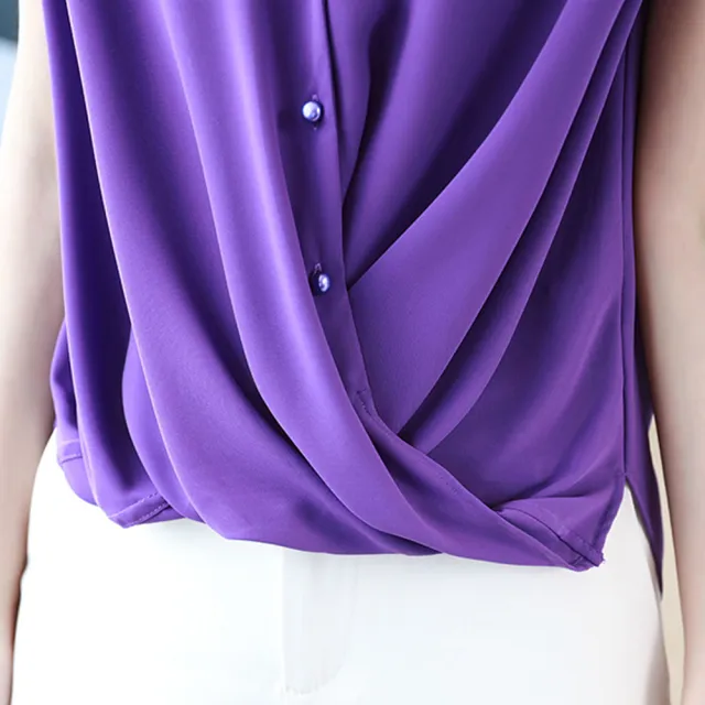 【MsMore】法國晶瑩剔透的露珠優雅交叉設計上衣#104820(3色)