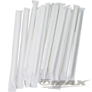 【OMAX】環保斜口單支包裝紙吸管-200支(8mm/21cm-速)