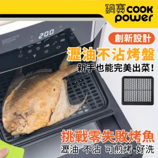 【CookPower 鍋寶】12L氣炸烤箱-瀝油不沾烤盤(AF-1270WY49)