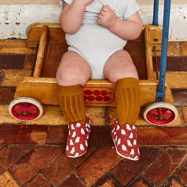 【POCONIDO】英國手工嬰兒鞋(紅褐翡翠鳥)