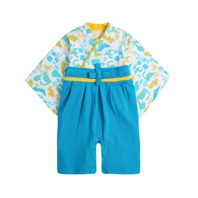 【Baby童衣】任選 兒童套裝 寶寶連身衣 男和服套裝 假兩件日式經典造型和服 37303(恐龍)