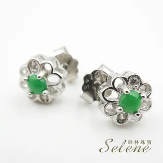 【Selene】花開富貴綠翡翠耳環(A貨翡翠)