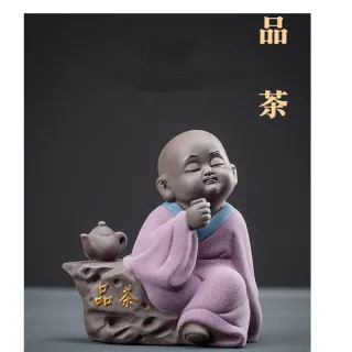 【原藝坊】紫沙陶瓷 愜意人生小沙彌茶寵(四款選一)