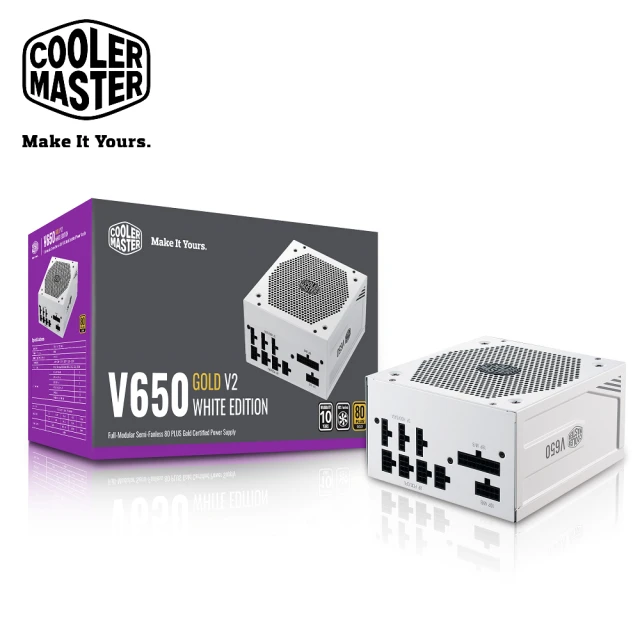 第01名 【CoolerMaster】Cooler Master V650 Gold V2 White Edition 650W 電源供應器 白色版(V GOLD)
