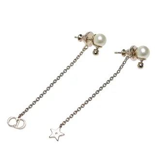 【Dior 迪奧】經典CD LOGO垂墜珍珠造型穿式耳環(金E0895-OR)