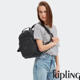 【KIPLING】經典深黑色機能手提後背包-SEOUL S