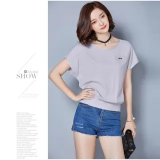 【charme】都會寬鬆棉麻連肩袖上衣