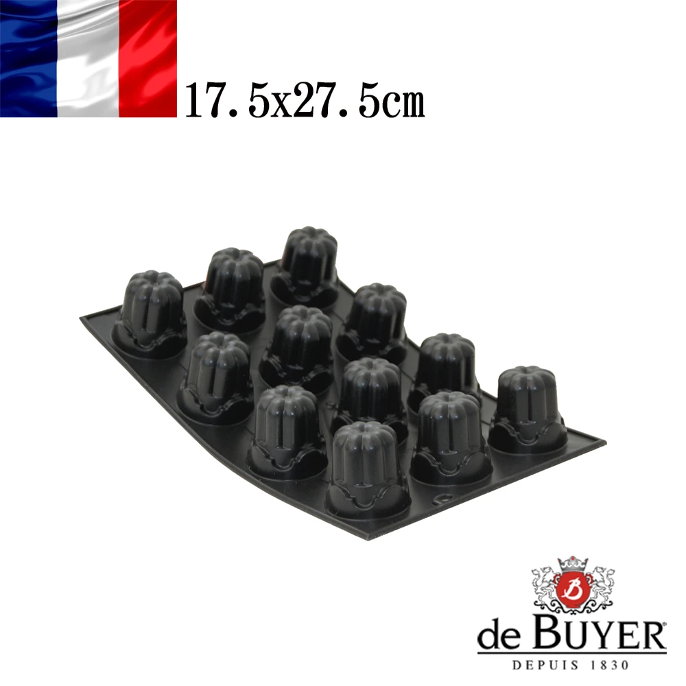 【de Buyer 畢耶】『黑軟矽膠模系列』12格迷你法式可麗露烤模