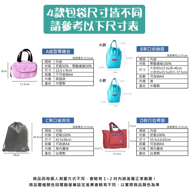 【MI MI LEO】雙11 生活好物包袋 運動輕便旅行-任選2件組(拉桿袋 束口背包 零錢包 束口 