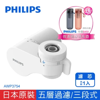 【Philips 飛利浦】超濾萬用式3段龍頭型濾水器 4重plus-五層過濾(AWP3754)