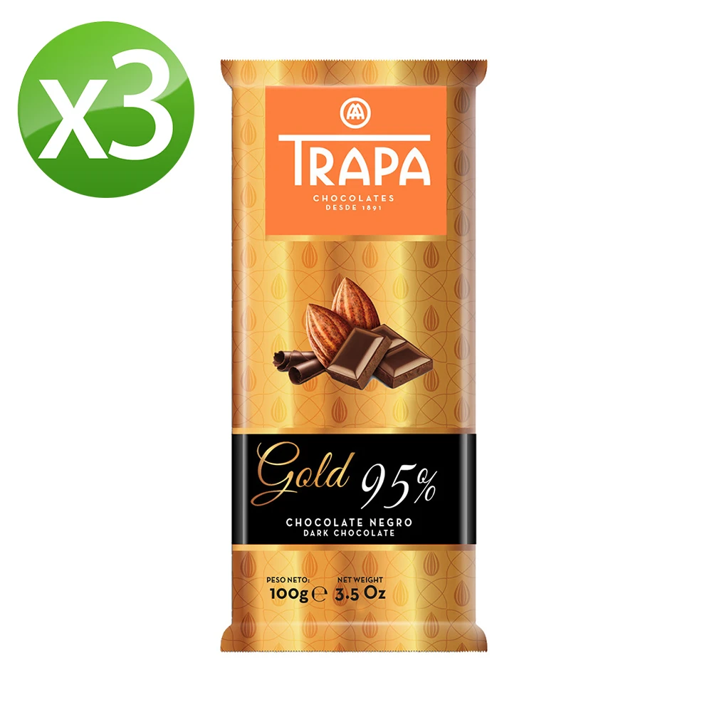 【西班牙 Trapa】金典95%黑巧克力100gx3片