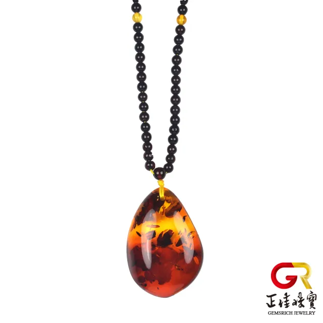 正佳珠寶 琥珀花珀隨形水滴花珀吊墜彩虹琥珀串珠項鍊 特製棉繩 琥珀花珀吊墜串珠項鍊 Momo購物網