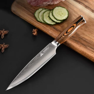 【瑞典廚房】大馬士革 橙彩木 廚師刀 刀具(刀刃長20cm)