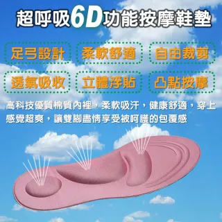【輕鬆大師】6D釋壓高科技棉按摩鞋墊(女用粉色*3雙)