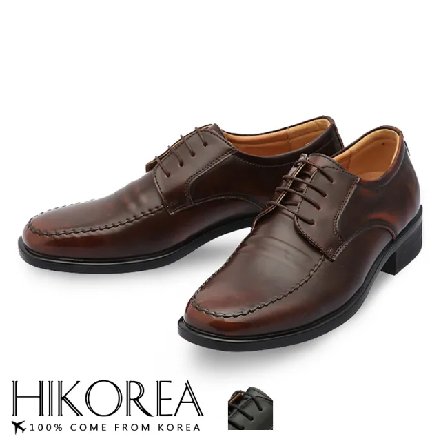 【HIKOREA】韓國空運/版型正常。紳士款仿舊刷色皮革拼接綁帶尖頭皮鞋