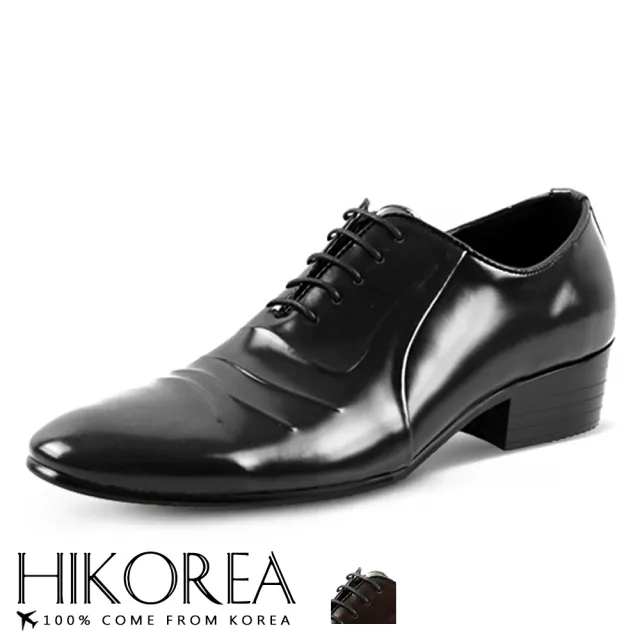 【HIKOREA】韓國空運。仿舊凸紋亮面皮革綁帶紳士皮鞋