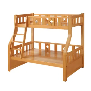 【BODEN】普利實木功能型雙層床架(4尺加大單人+3尺單人-不含抽屜櫃)