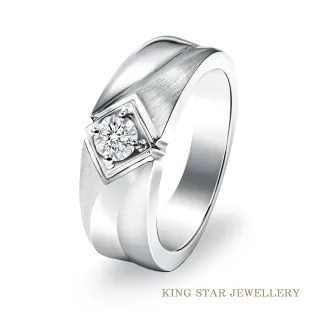 【King Star】永恆流線造型18K金鑽石男戒(單顆美鑽擁有30分視覺效果)