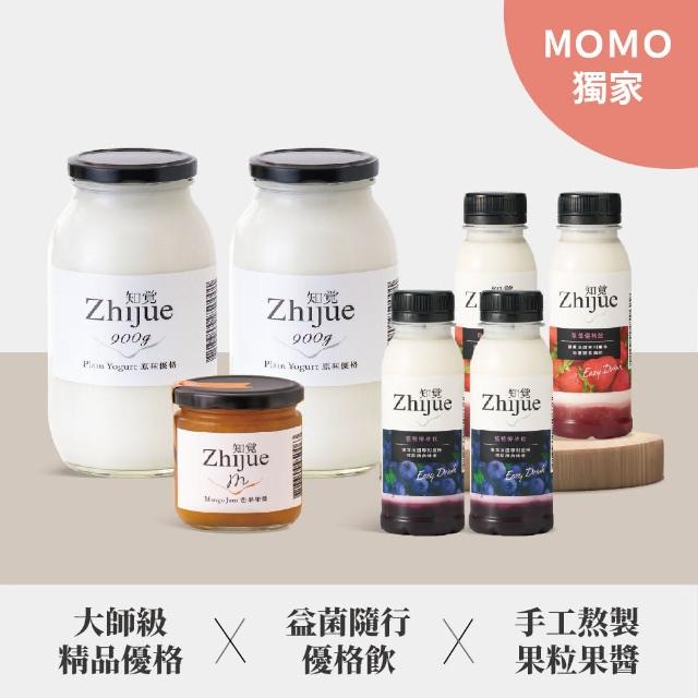 【知覺優格】原味優格900g*2瓶 +手工果醬250g*1瓶+優格飲240ml*4瓶（綜合組）