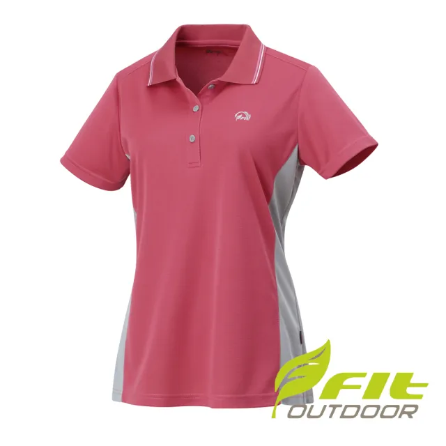 【Fit 維特】女-吸排透氣短袖POLO衫-櫻桃紅 JS2106-16(透氣合身/短袖上衣/運動/休閒/戶外登山)