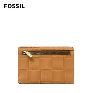 【FOSSIL】Liza 寬編織輕巧型真皮短夾-棕色 SL6466231