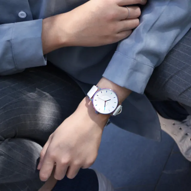 Klasse14 Volare 炫彩凹陷錶盤白色系皮革錶帶雙11限定 Vo16ti003m Momo購物網