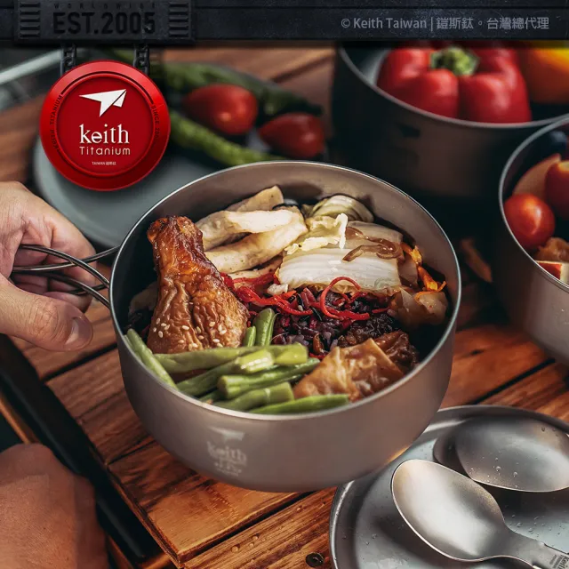 索樂生活 鎧斯keith Ti5328純鈦輕量環保圓形便當飯盒 1000ml 戶外露營無毒抗菌鈦金屬炊具健康安全 Momo購物網