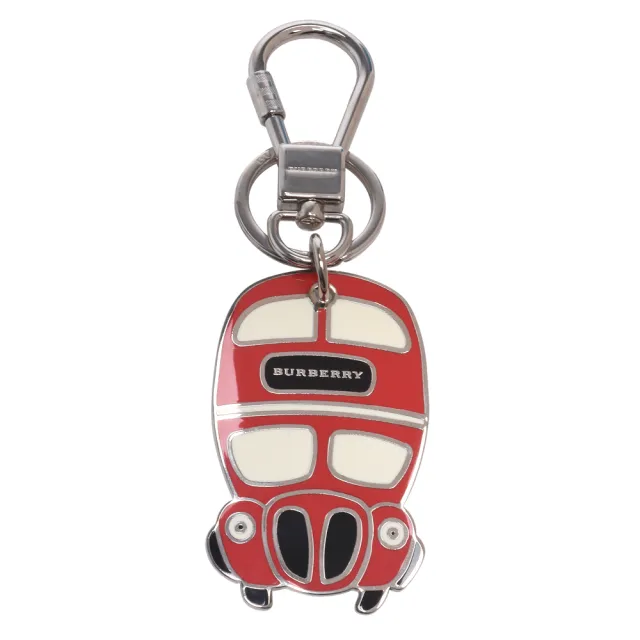 【BURBERRY 巴寶莉】金屬巴士造型吊牌鑰匙圈(蜜桃粉X銀4042165-PARADE RED)