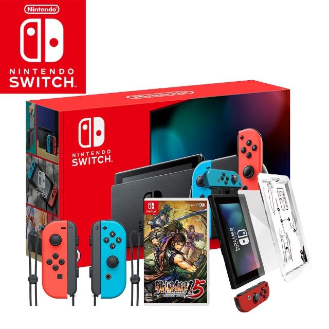 Nintendo 任天堂【Nintendo 任天堂】Switch電續加強藍紅主機+《Joy-con手把(藍紅)》+《戰國無雙5特典版》+《Simmpo 簡單貼