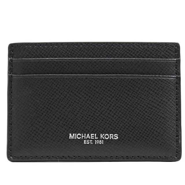 Michael Kors【Michael Kors】燙銀LOGO皮革信用卡名片夾隨身卡(黑)