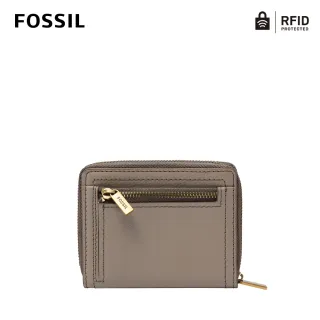 【FOSSIL】Logan 迷你多功能真皮RFID防盜短夾-米灰色 SL7923788
