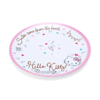 【小禮堂】Hello Kitty 美耐皿圓盤 兒童餐盤 沙拉盤 蛋糕盤 點心盤 塑膠盤 《白 2021炎夏企劃》