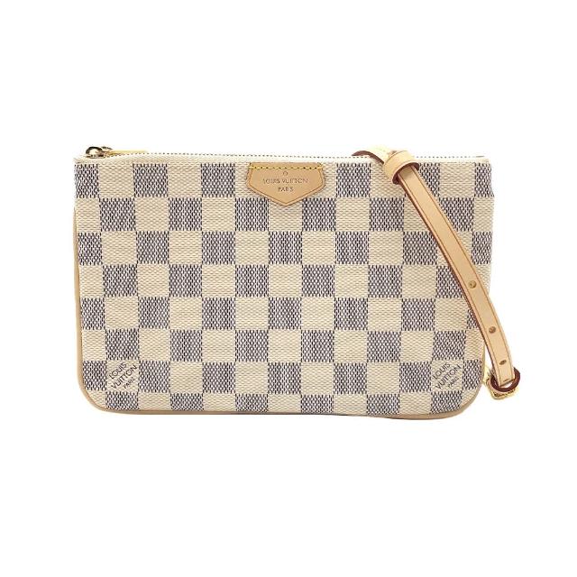 【Louis Vuitton 路易威登】Double Zip Pochette 雙層拉鍊手拿斜背包(N60460-白)