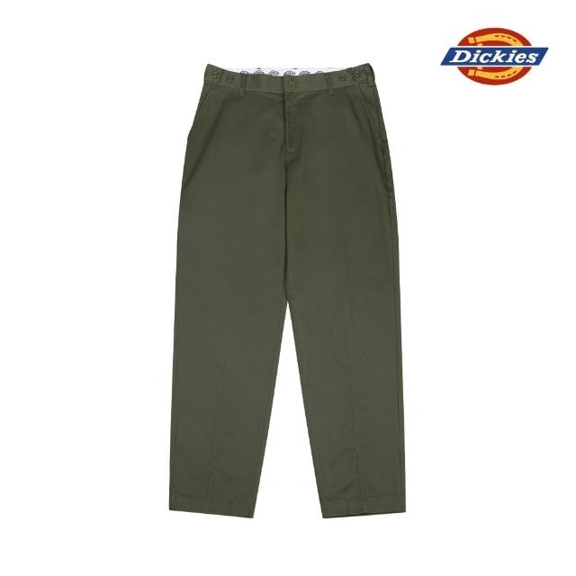 Dickies【Dickies】Dickies男款軍綠色可調節腰頭鈕扣斜紋長褲｜DK008769MGR