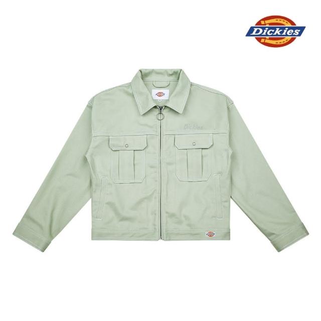 【Dickies】Dickies女款灰綠色斜紋Logo字母印花夾克｜DK008806B73