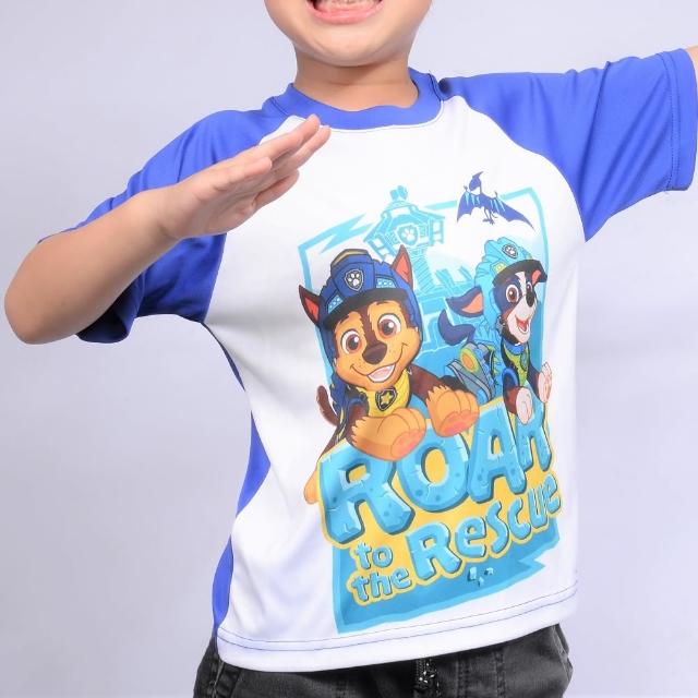 【paw patrol 汪汪隊立大功】恐龍救難隊主題兒童抗UV排汗T-Shirt-藍(汪汪隊;排汗衣;戶外;T shirt;短袖)