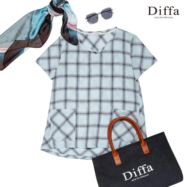 【Diffa】義式格紋口袋上衣-女