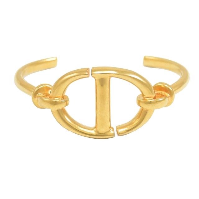 【Dior 迪奧】品牌字母CD繩結造型時尚個性手環(金)