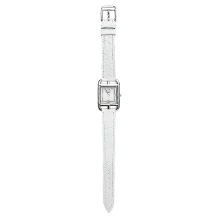 【Hermes 愛馬仕】Cape Cod 簡約鋼框鱷魚紋皮革女仕腕錶(白)