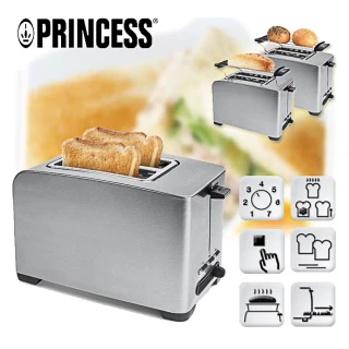 【PRINCESS 荷蘭公主】不鏽鋼厚薄片烤麵包機+贈專用烘烤架142356