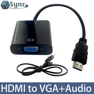 【UniSync】HDMI轉VGA/3.5mm高畫質1080P影像轉接器 附音源線