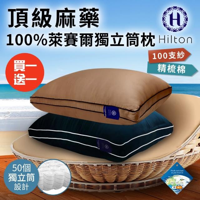 【Hilton 希爾頓】頂級麻藥銀離子100支紗天絲獨立筒枕/買一送一/兩色任選(天絲枕/枕頭/助眠枕/舒柔枕)