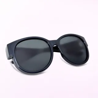 【ALEGANT】時尚象灰色圓框全罩式偏光墨鏡/外掛式UV400太陽眼鏡(外掛式/包覆式/寶麗來墨鏡/車用太陽眼鏡)