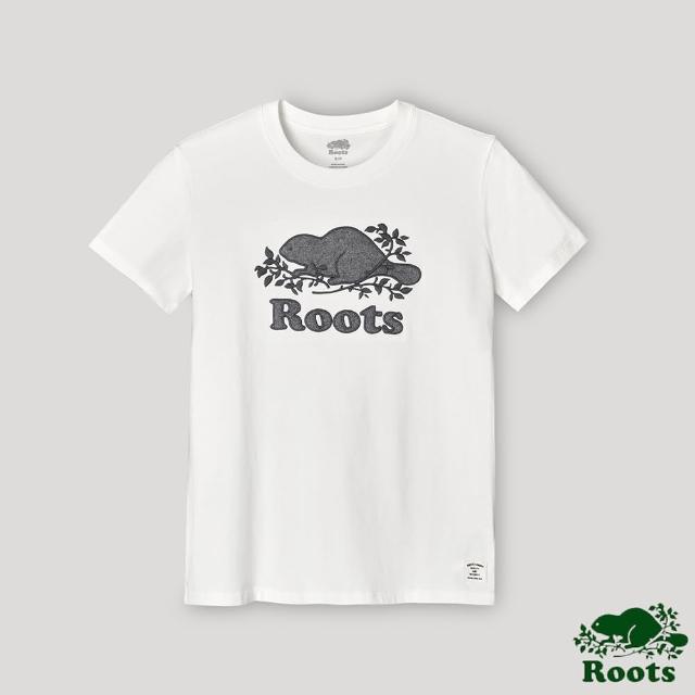 【Roots】Roots 女裝- 椒鹽灰系列 線圈海狸短袖T恤(白色)